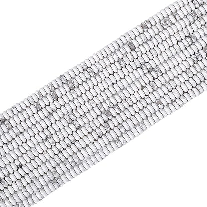 Natural White Howlite Disk Stone Beads 4x2mm 160pcs Rondelle Loose Semi Gemstone Beads for Jewelry Making Design (160 Count)