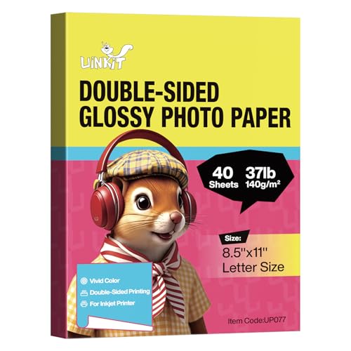 Photo Paper Glossy Double Sided 8.5x11 Inkjet 37lb 140gsm Dye ink Thin Photo Picture Flyer Calendar Magazine CD Cover letter