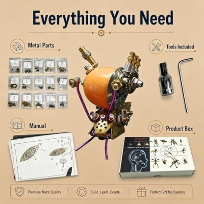 Steampunk Snail 3D Metal Puzzle Mechanical Kits 140+ Pcs DIY Assembly Model 3 (140 Count)