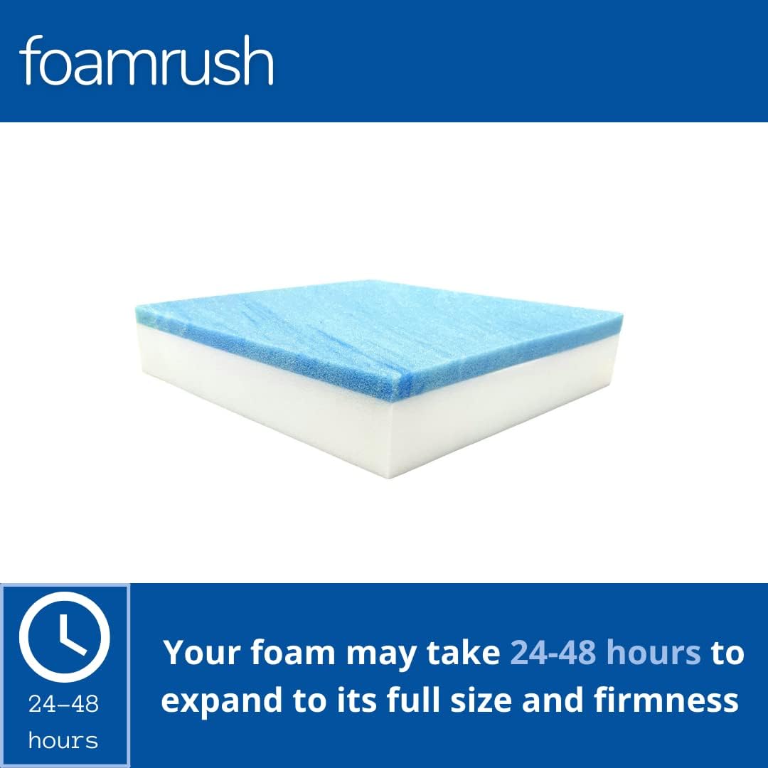 FoamRush 7" x 24" x 24" Gel Memory Foam Upholstery Square Cushion Medium Firm (Chair & Wheelchair Seat Cushion Replacement, Square Foam Dining Chairs, Couch, Sofa, Rubber Padding) - Crafty Corner