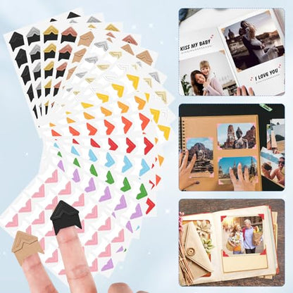 15 Sheets 360 PCS Cowhide Photo Corners Notebook (360 Count)
