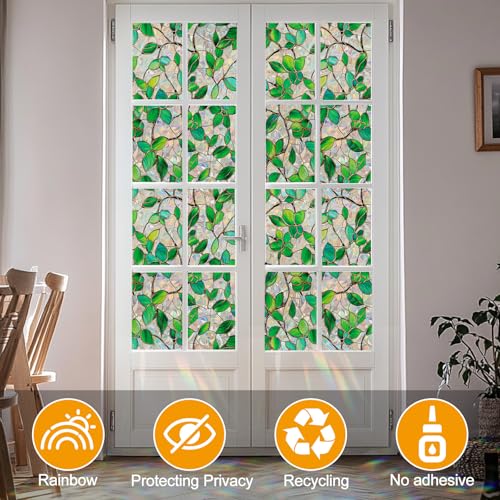 Window Privacy Film with Installation Tools Home Decorative Colored Glass Window Stickers Reusable electrostatic Rainbow Stickers