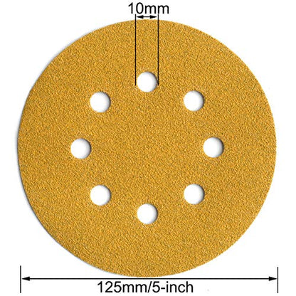 5-Inch 8-Hole Hook and Loop Sanding Discs 100-Grit, 50-Pack (50 Count)