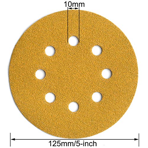 5-Inch 8-Hole Hook and Loop Sanding Discs 100-Grit, 100-Pack (100 Count)