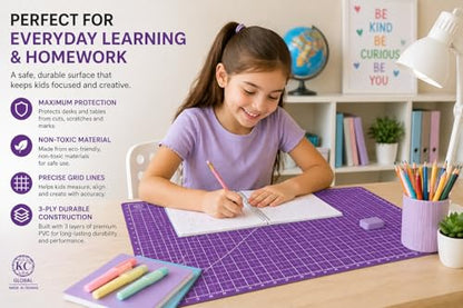 A1 (38"x26") Professional Grade Self-Healing Cutting Mat - Purple, Odor-Free, Reversible, Eco-Friendly, Durable, 2mm PVC Material, Premium Desk Mat for Crafters, Quilters, and Hobbyists