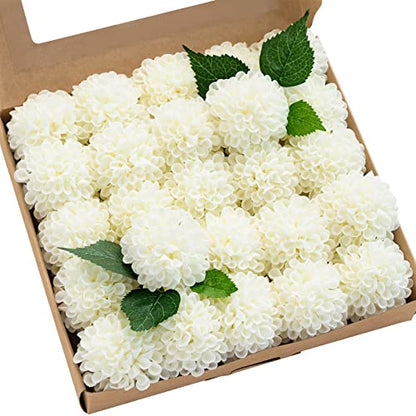 Whte Ivory Artificial Dahlias (25 Count)