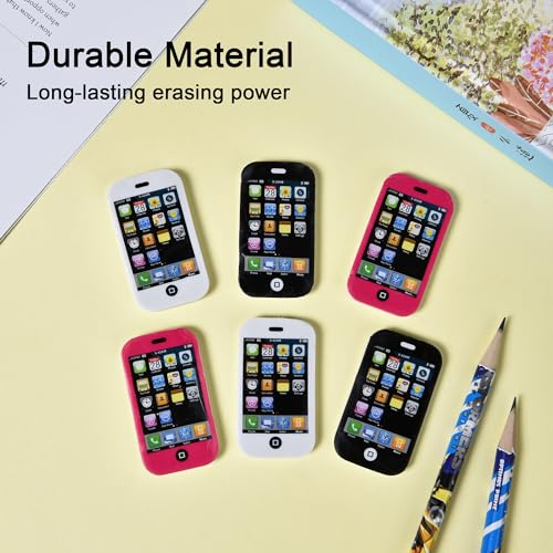 20 Mini Cool Phone Erasers for Kids (20 Count)