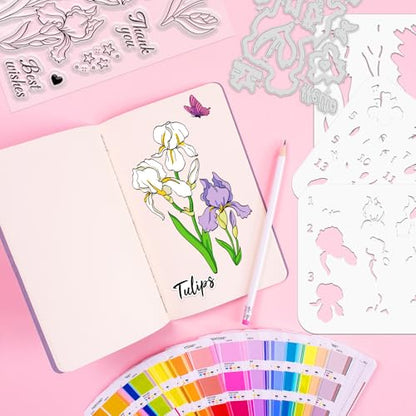 Realistic Iris Stamps & Dies & Layering Coloring Stencil Set