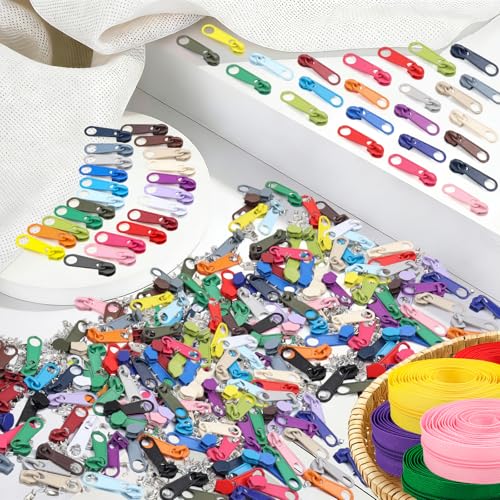 77.5 Yards 25 Pieces Sewing Zippers #3 Nylon Coil Zippers Assorted Zipper for Sewing with 150 Zipper Sliders for DIY Tailor Sewing Crafts Supplies (25 Count)