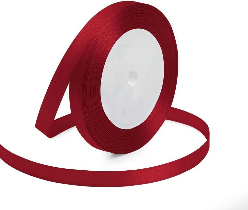 KMER LIFE 3/8 Inches x 25 Yards Wine Red Satin Ribbon Solid Fabric Ribbons for Crafts, Wedding Decor, DIY Hair Accessories, Sewing, Gift Package Wrapping, Valentine's Day Bouquet and More - Crafty Corner