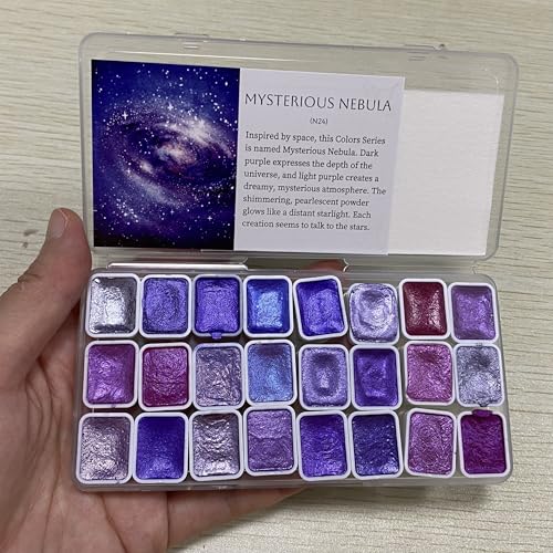 Mini Glitter Watercolor Paint Set with Paper (24 Count)