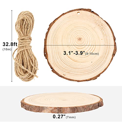 3.1 4 Inches Natural Wood Slices Set for Crafts (25 Count)