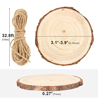 3.1 4 Inches Natural Wood Slices Set for Crafts (25 Count)