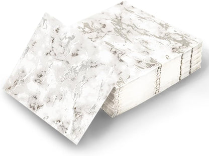 80-Pack Napkins Disposable Paper Towel Cocktail Dinner Party Decoration, Silver Splash
