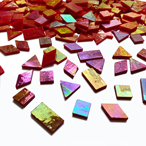 Iridescent Red Glass Mosaic Tiles (9 Ounce)