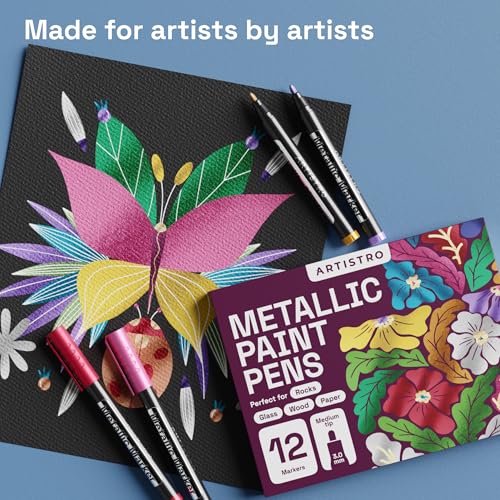 12 Metallic Paint Pens for Glass Marking (12 Count)
