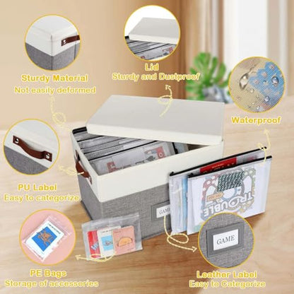 Board Game Organizer with 12pcs Zipper Bags and Writable Stickers