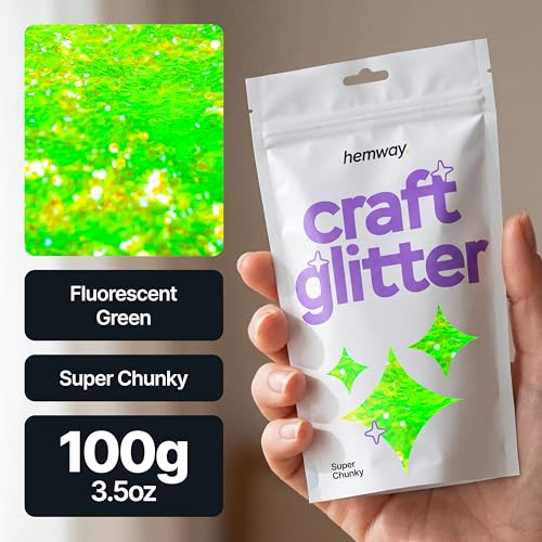 Craft Glitter Fluorescent Neon Green 100g Super Chunky Glitter (3.5274 Ounce)