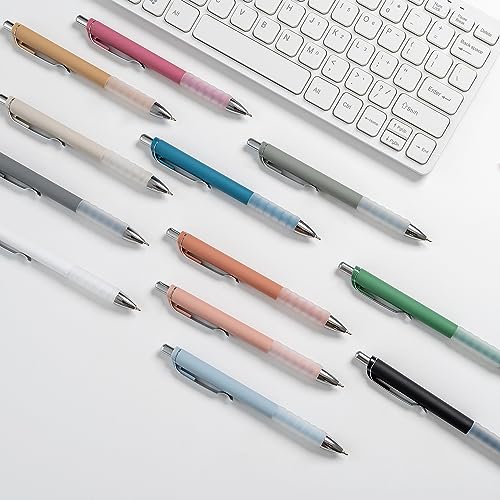Ballpoint Pens Black Medium Point 1mm Pen with Super Soft Grip Ball Point Pen for Men Women Retractable Pens (12 Count)