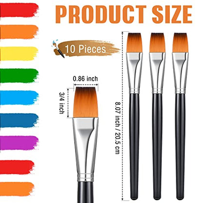 10 Pcs 3 4 Inch Flat Paint Brushes Acrylic Painting Craft