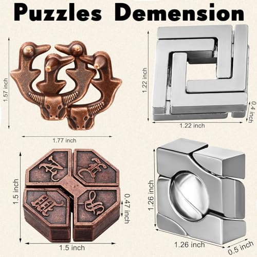 9 Pcs Metal Brain Teasers 3D Steel Puzzle Set (9 Count)
