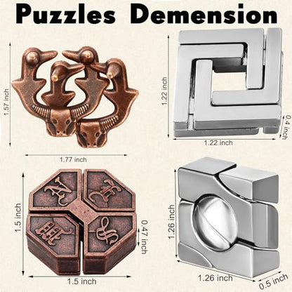 9 Pcs Metal Brain Teasers 3D Steel Puzzle Set (9 Count)