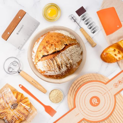 Sourdough Starter Kit with Banneton Bread Proofing Basket Set