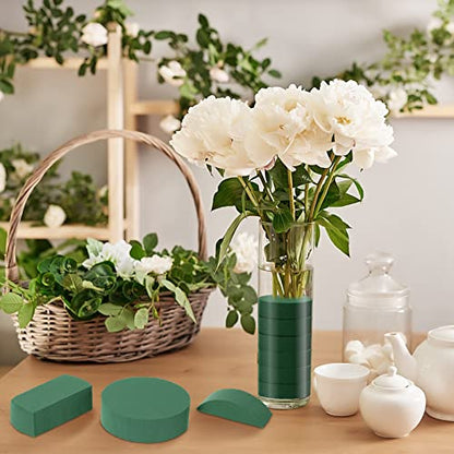 12 Pieces Round Floral Foam Wet Green Flower Foam DIY Flower Arrangement Kit for Aisle Wedding Party Decoration (12 Count)