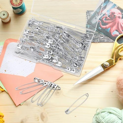 100 Pack Silver Safety Pins Assorted