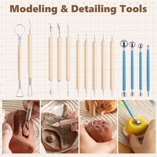 48PCS Pottery Tools for Sculpting