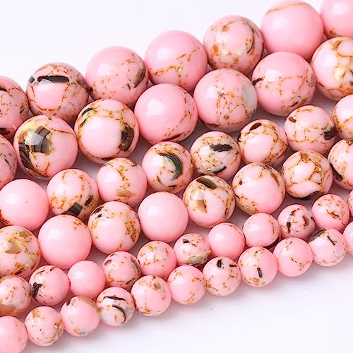 32PCS 12MM Beads Pink Shell Turquoise Beads with Mother