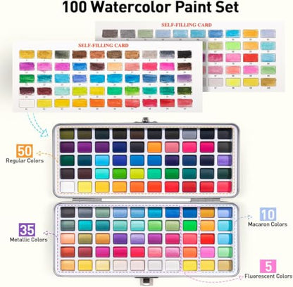 Watercolor Paint Set with 50 Rich Colors (12 Fl Oz)