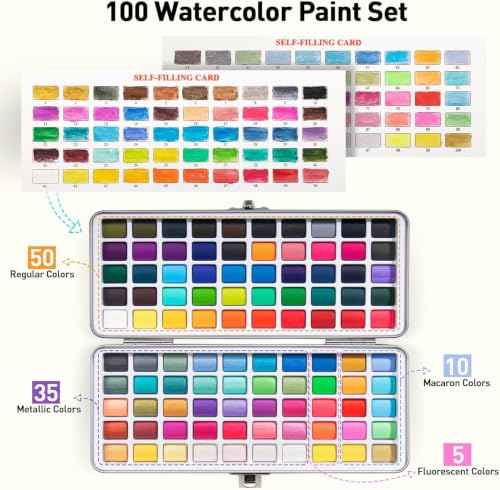 Watercolor Paint Set with 50 Rich Colors (12 Fl Oz)