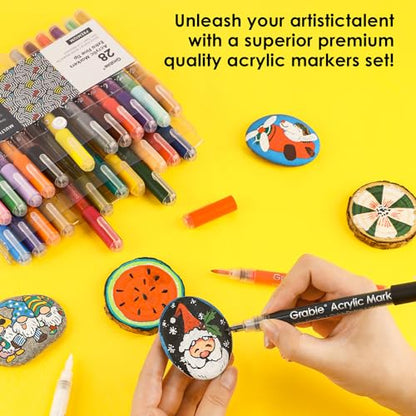 Pack of 28 Color Acrylic Paint Markers