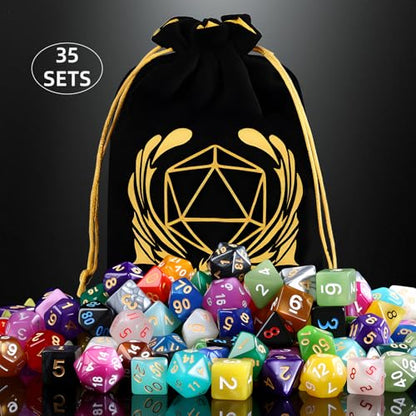 35 Set DND Polyhedral Dice with Storage Pouch