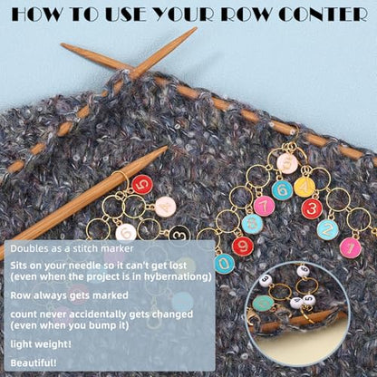 Crochet Stitch Markers Row Counters Chains for Knitting