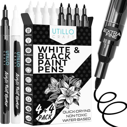 Black and White Paint Pens (8 Count)