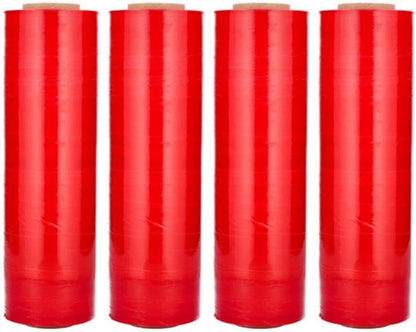 PSBM Red Stretch Wrap, 15 Inch x 1476 Feet, 4 Pack, Tinted Pre-Stretched Shrink Wrap Film for Moving, Packaging, Pallet Wrapping