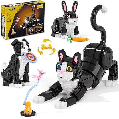 3-in-1 Tuxedo Cat Building Set, Build a Cat, Dog or Rabbit