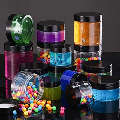 12 Pack 6 oz Plastic Container Jars with Lids Round Clear Travel Cosmetic Container Slime Jars for Toiletries (72 Count)