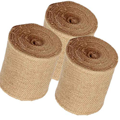 3 Pack - (Total 30 Yards - 90 feet) Burlap Ribbon 4" x 10 Yards Natural Jute 4 Inch 30ft roll (Natural, 4 Inch X 10 Yards) Total 90' (90 Foot)