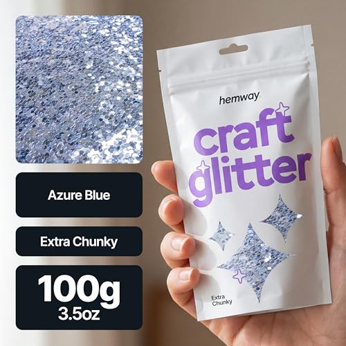 Craft Glitter Azure Blue 100g Extra Chunky Glitter (3.5 Ounce)