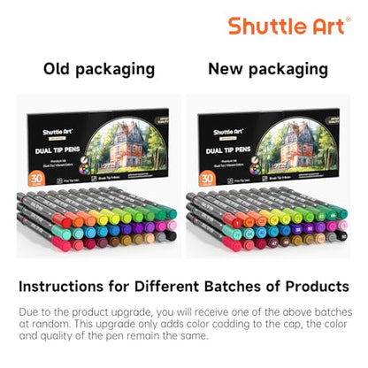 Dual Tip Brush Marker Pens 30 Colors Water (30 Count)