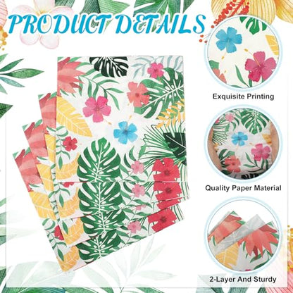 60 Pcs Hawaiian Cocktail Paper Napkins 6.5 x 6.5 Inches