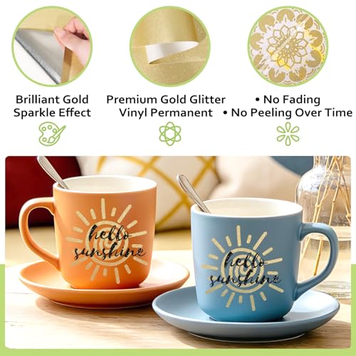 Gold Glitter Permanent Vinyl 12" x 5ft Roll