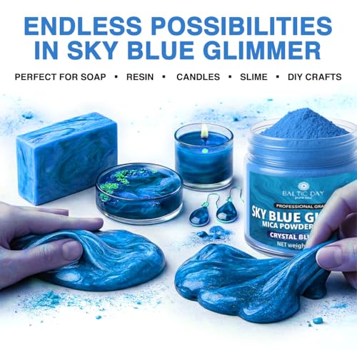 Sky Glimmer Light Blue Mica Powder 2 oz (2 Ounce)