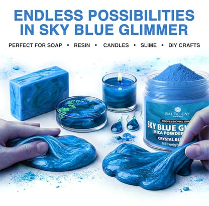 Sky Glimmer Light Blue Mica Powder 2 oz (2 Ounce)