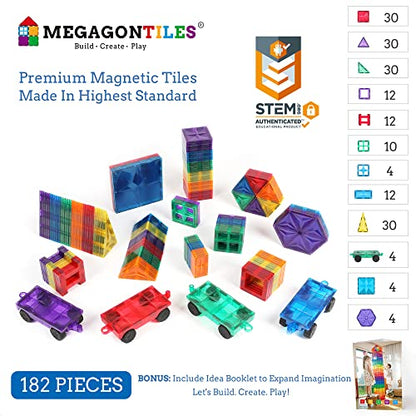 182PCS Premium Magnetic Tiles Set
