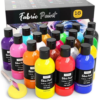 18 Colors Permanent Fabric Paint (152.1 Fl Oz)