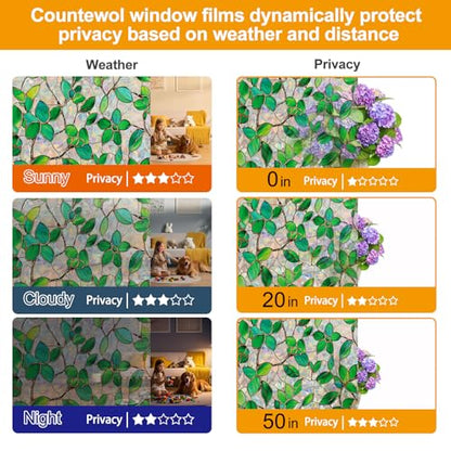 Window Privacy Film with Installation Tools Home Decorative Colored Glass Window Stickers Reusable electrostatic Rainbow Stickers